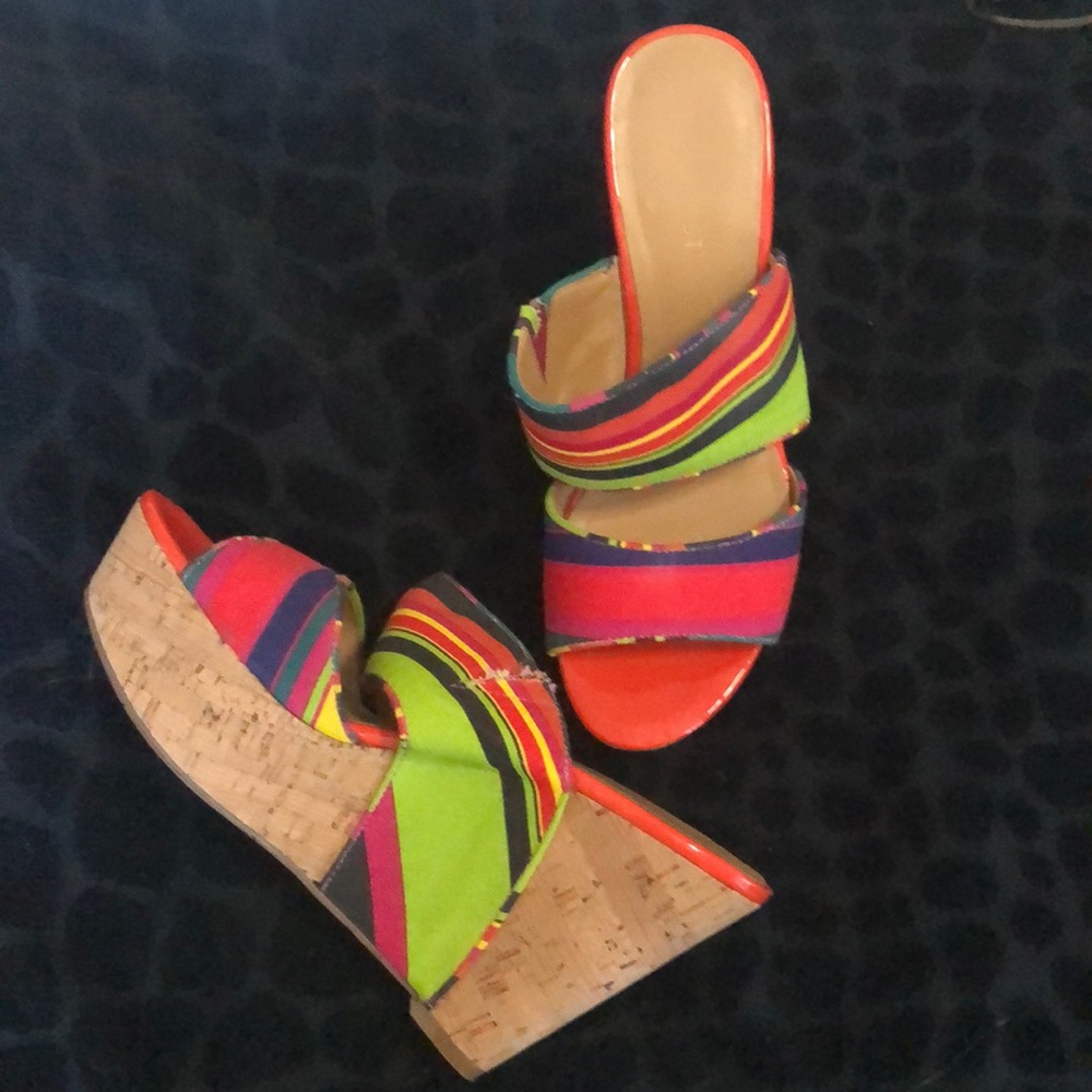 Nine West multi color platform sandals